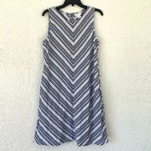 Liz Claiborne linen blend striped a-line dress size M